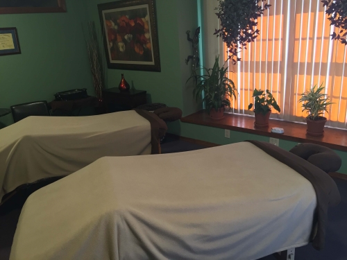 Couples massage room at Relax Blacksburg in Blacksburg, Virginia Couples massage room at Relax Blacksburg in Blacksburg, Virginia